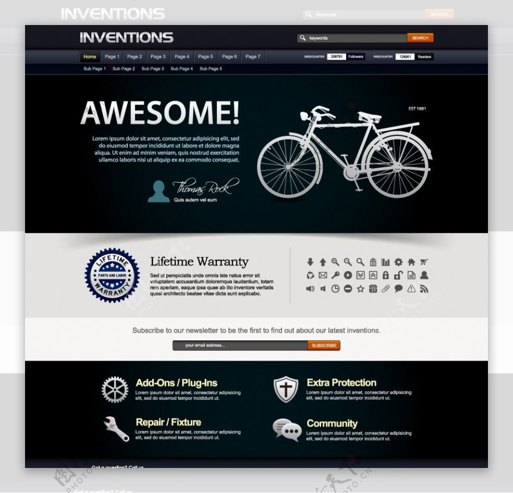 自行车服务网站首页设计图片