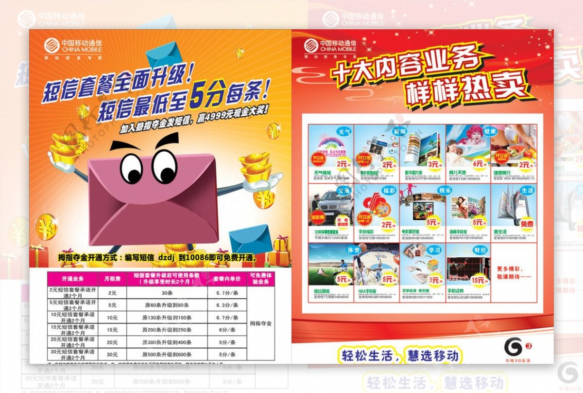 中国移动短信套餐主题月活动宣传单图片