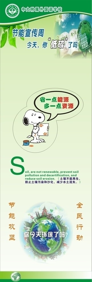 绿色环保英语标识宣传图图片