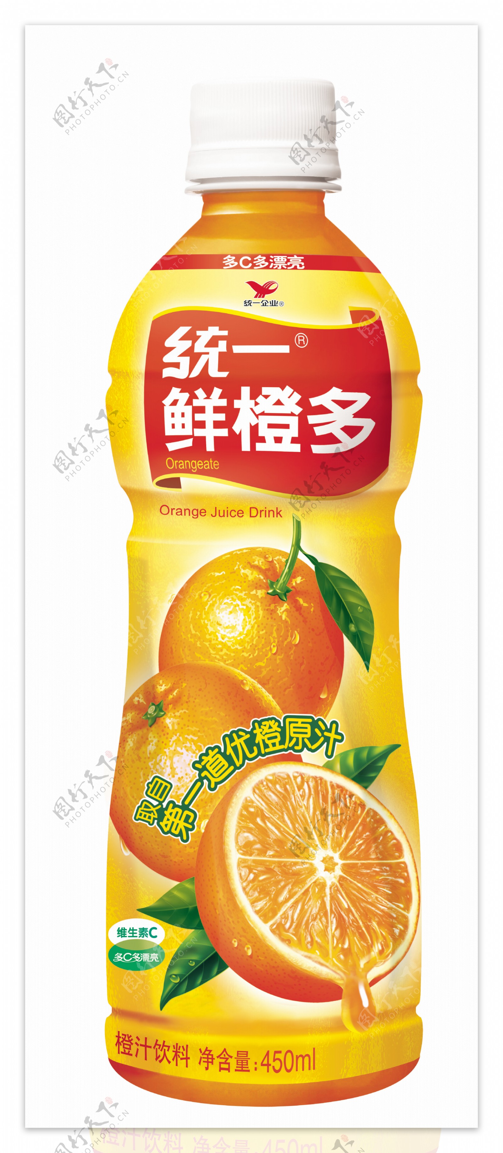 鲜橙多450ML瓶子JPG图片