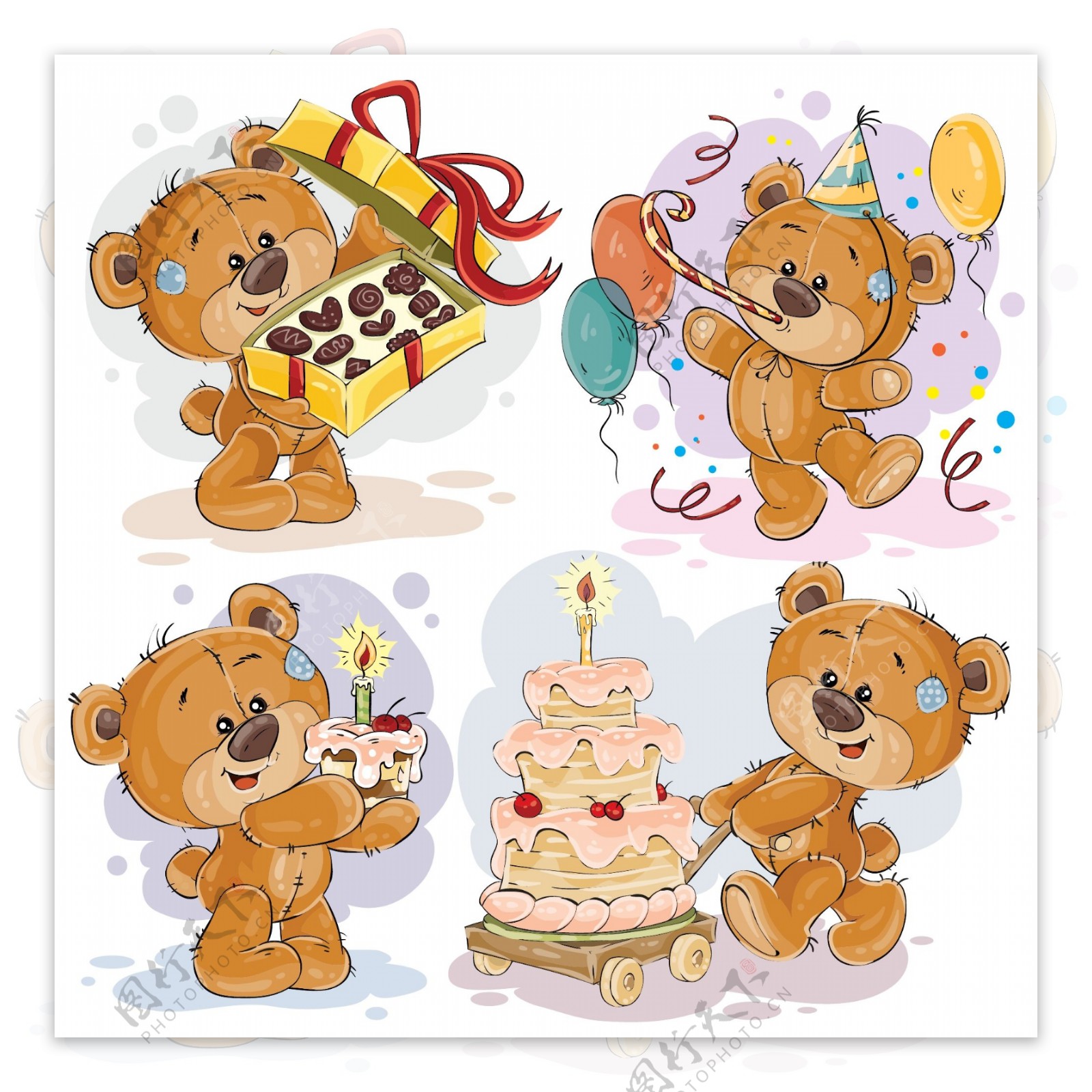 可爱的泰迪熊祝你生日快乐