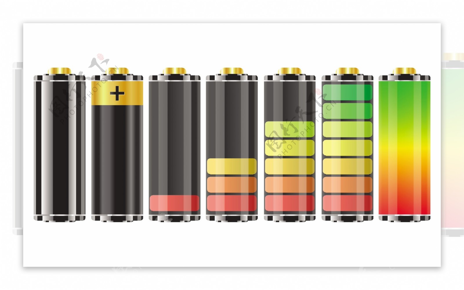 排列的彩色电池矢量素材