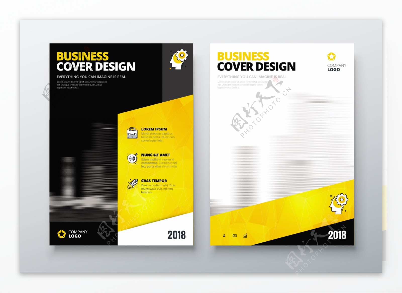 黑黄企业宣传册封面模板矢量素材
