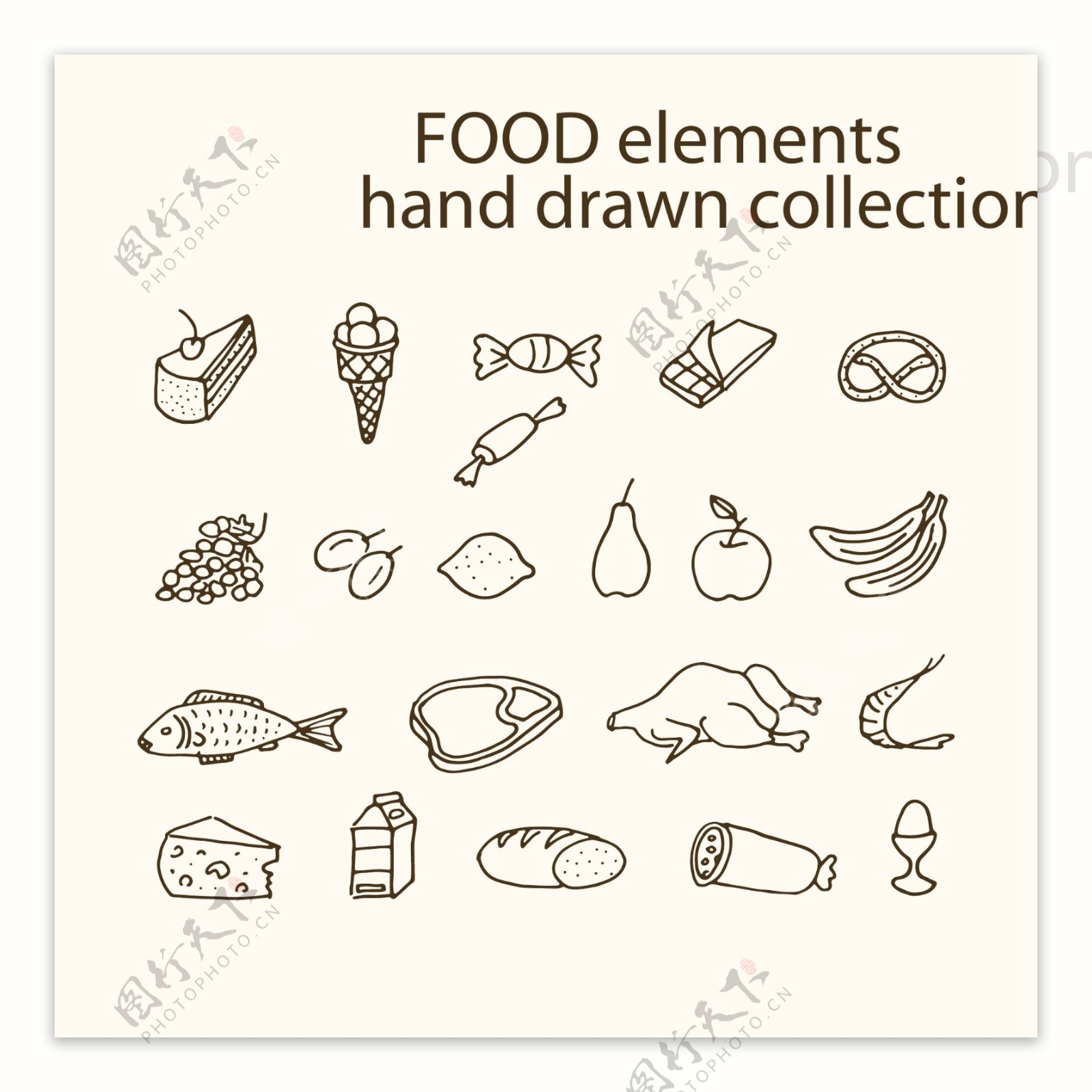 21款手绘食物设计矢量素材