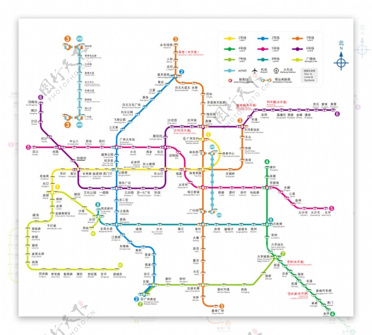 2017广州地铁线路图矢量图