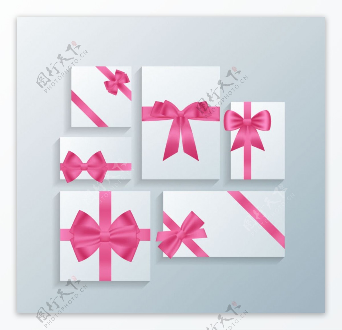 粉色蝴蝶结装饰卡片矢量素材