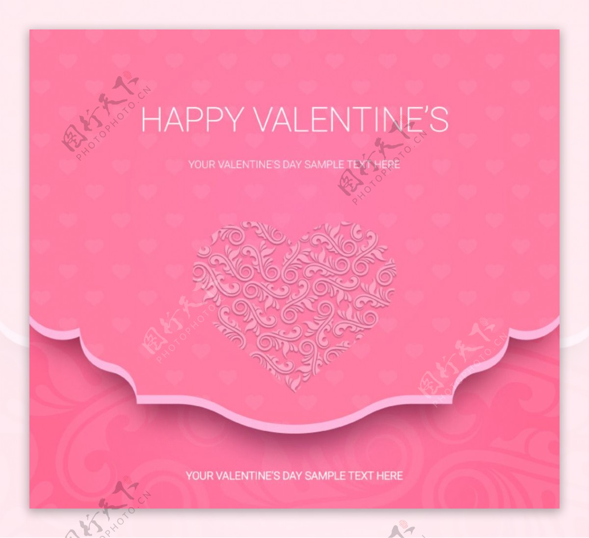 粉色花纹情人节卡片矢量素材