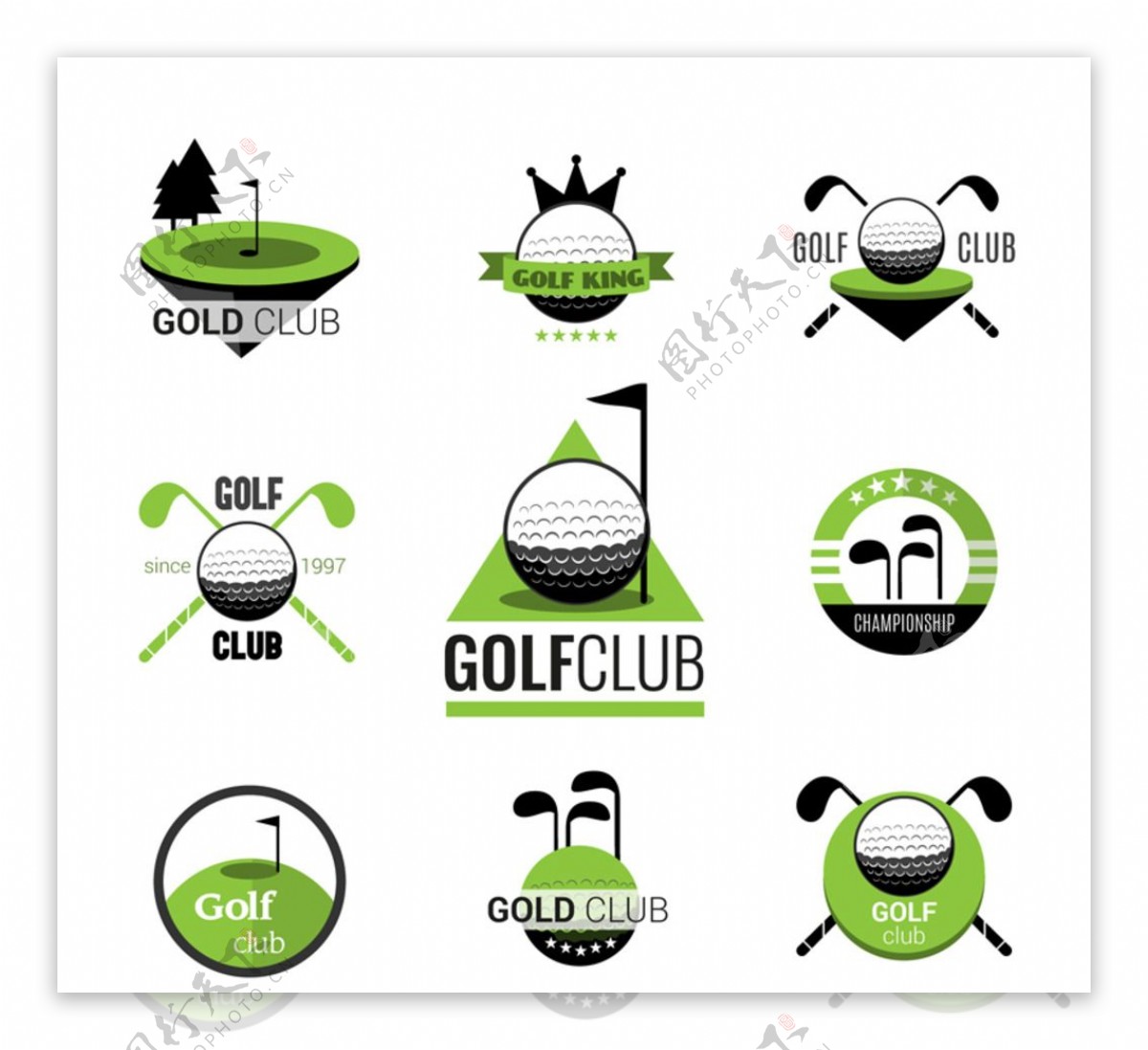 高尔夫俱乐部标签矢量图