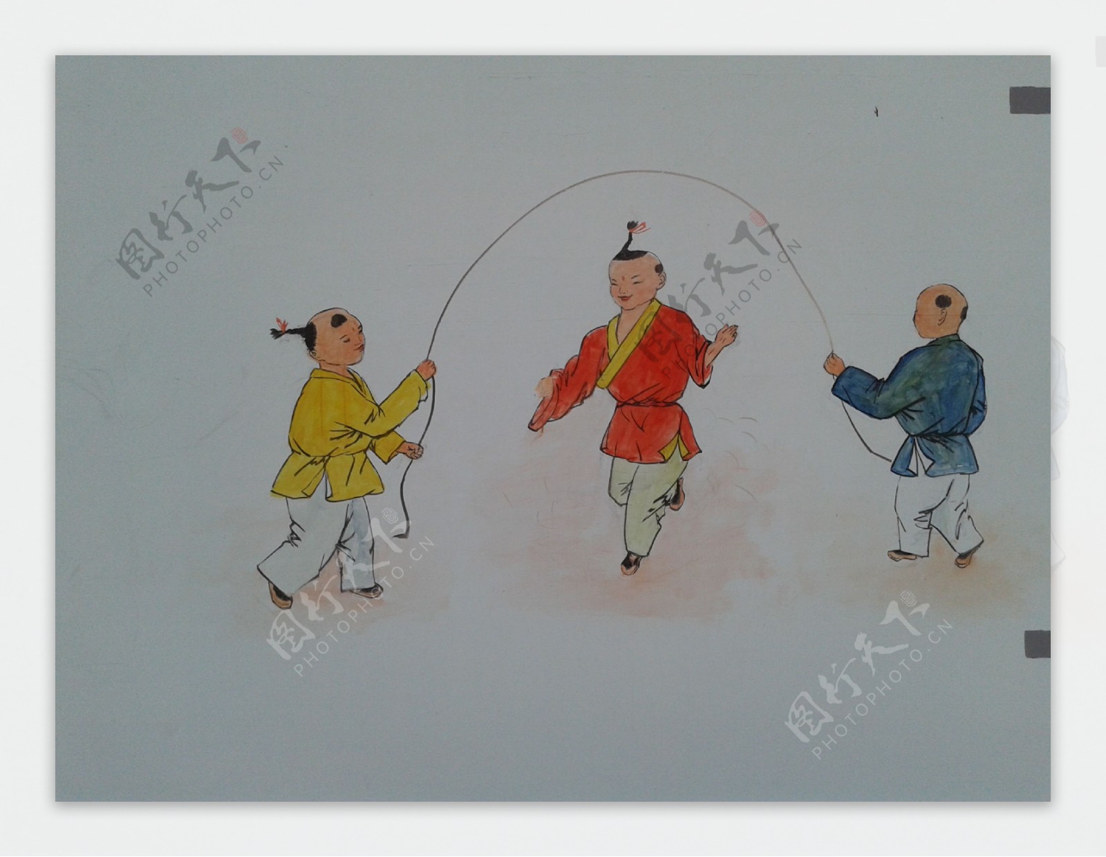 中国传统游戏跳绳绘画