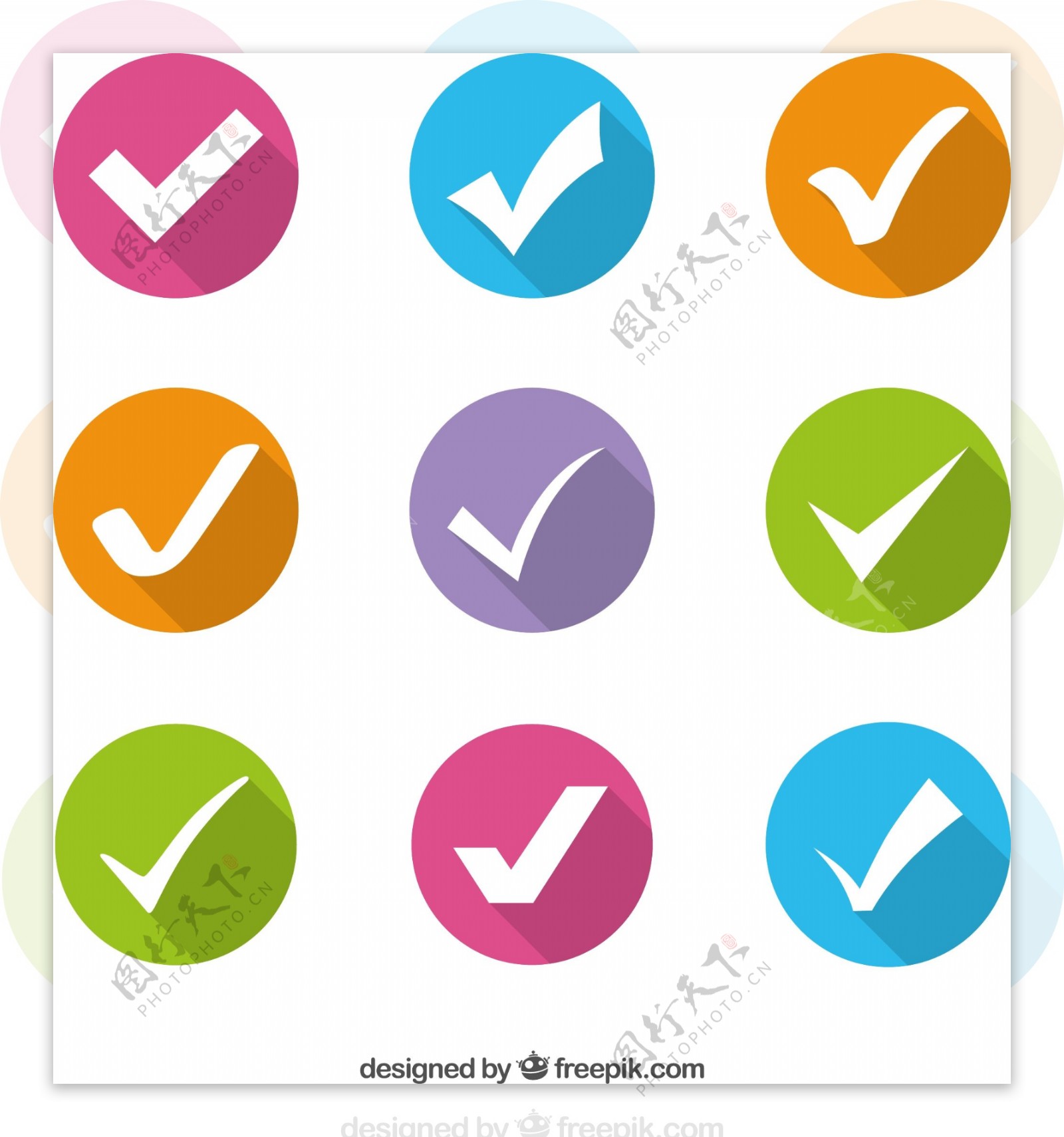 彩色对勾图标矢量图图片素材-编号22704037-图行天下