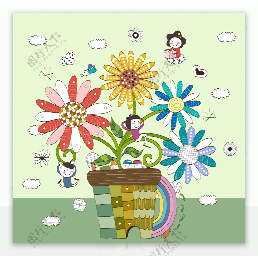 儿童花朵插画