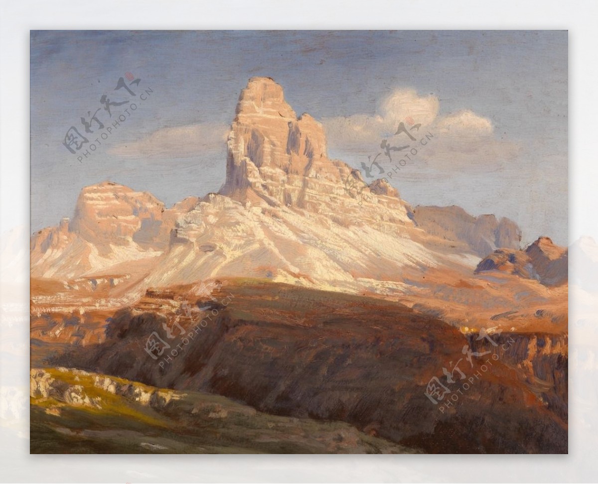 欧洲山峰油画