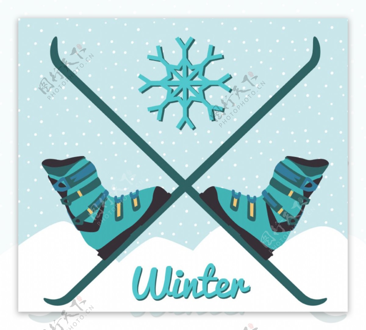 卡通冬季滑雪板