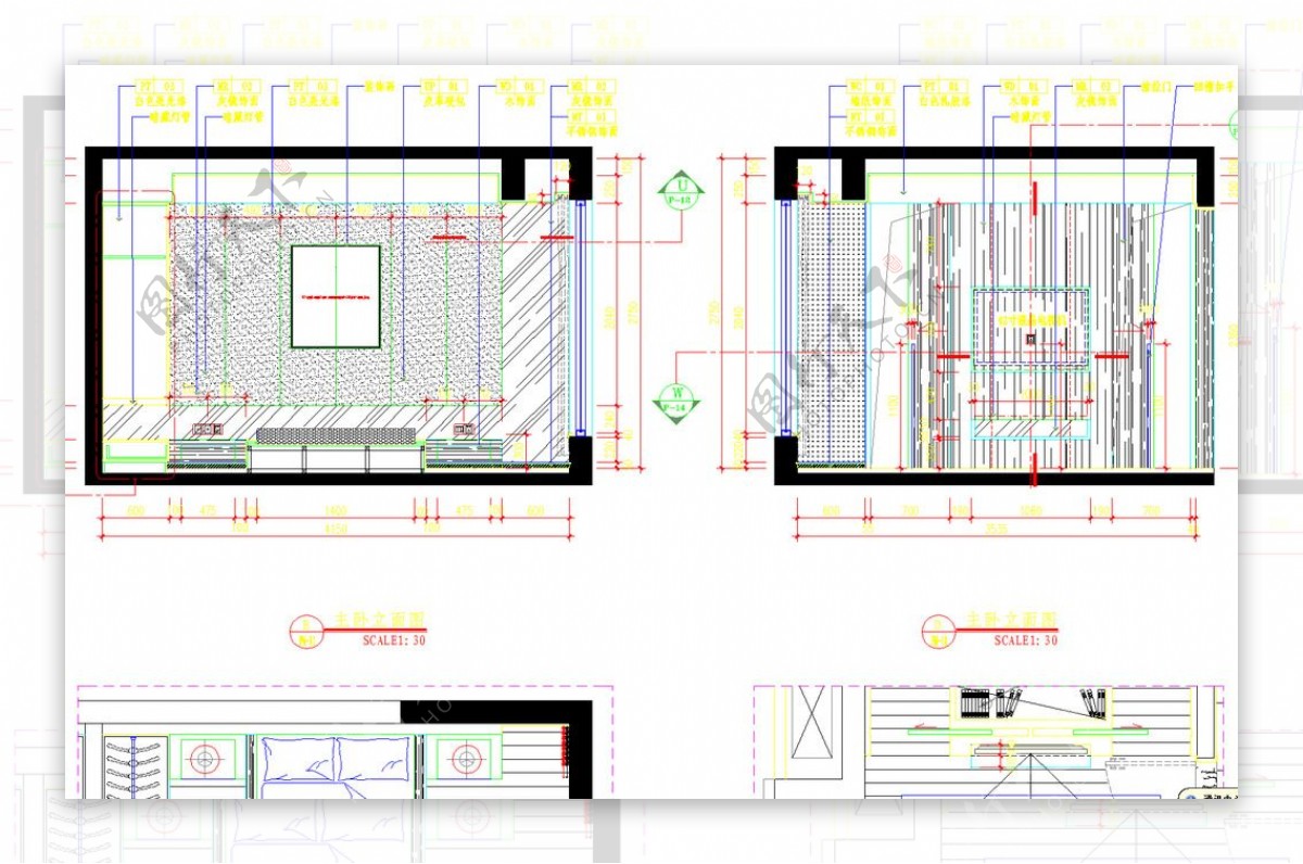 现代简约家装户型立面施工图