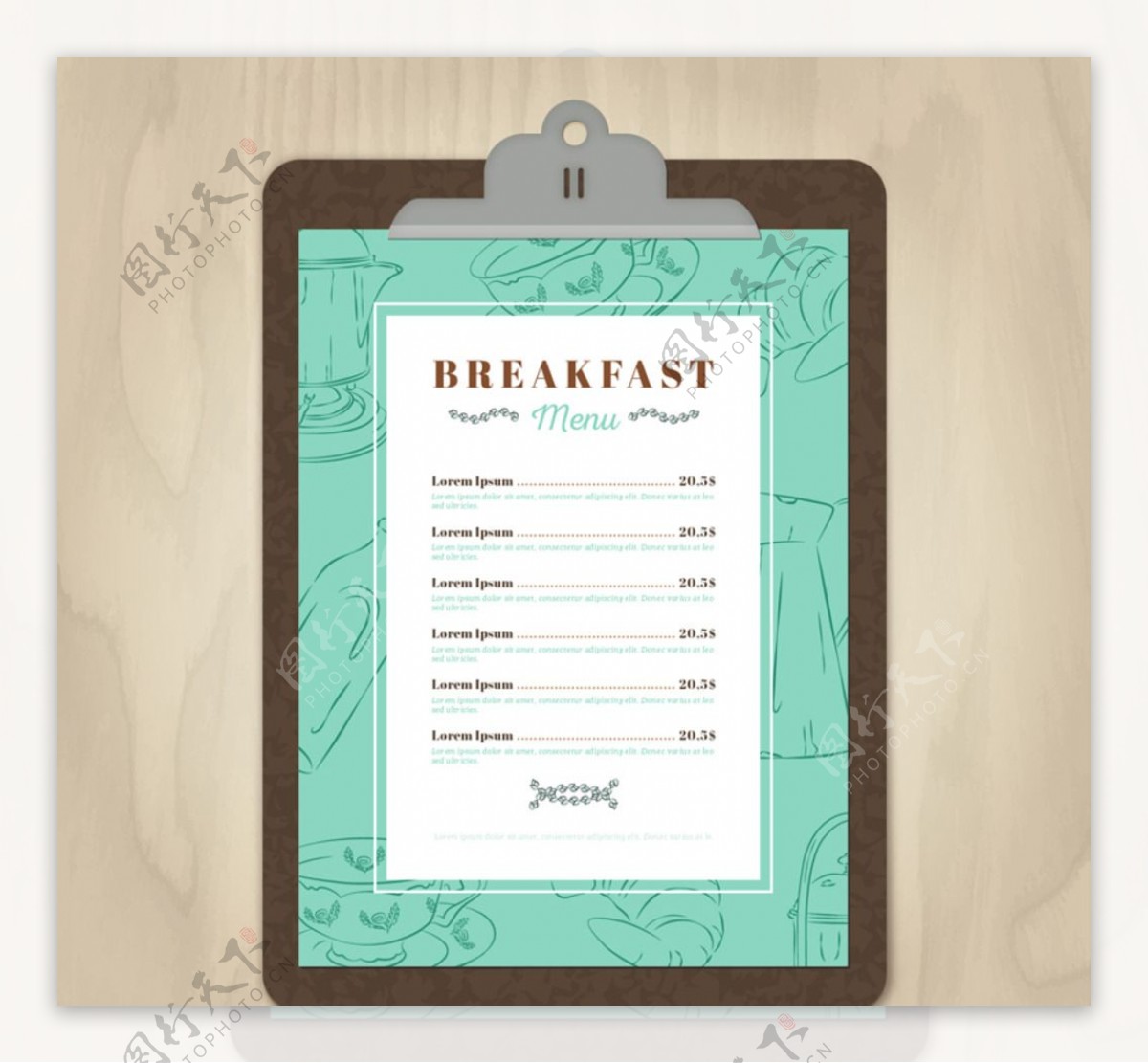 早餐菜单设计矢量素材