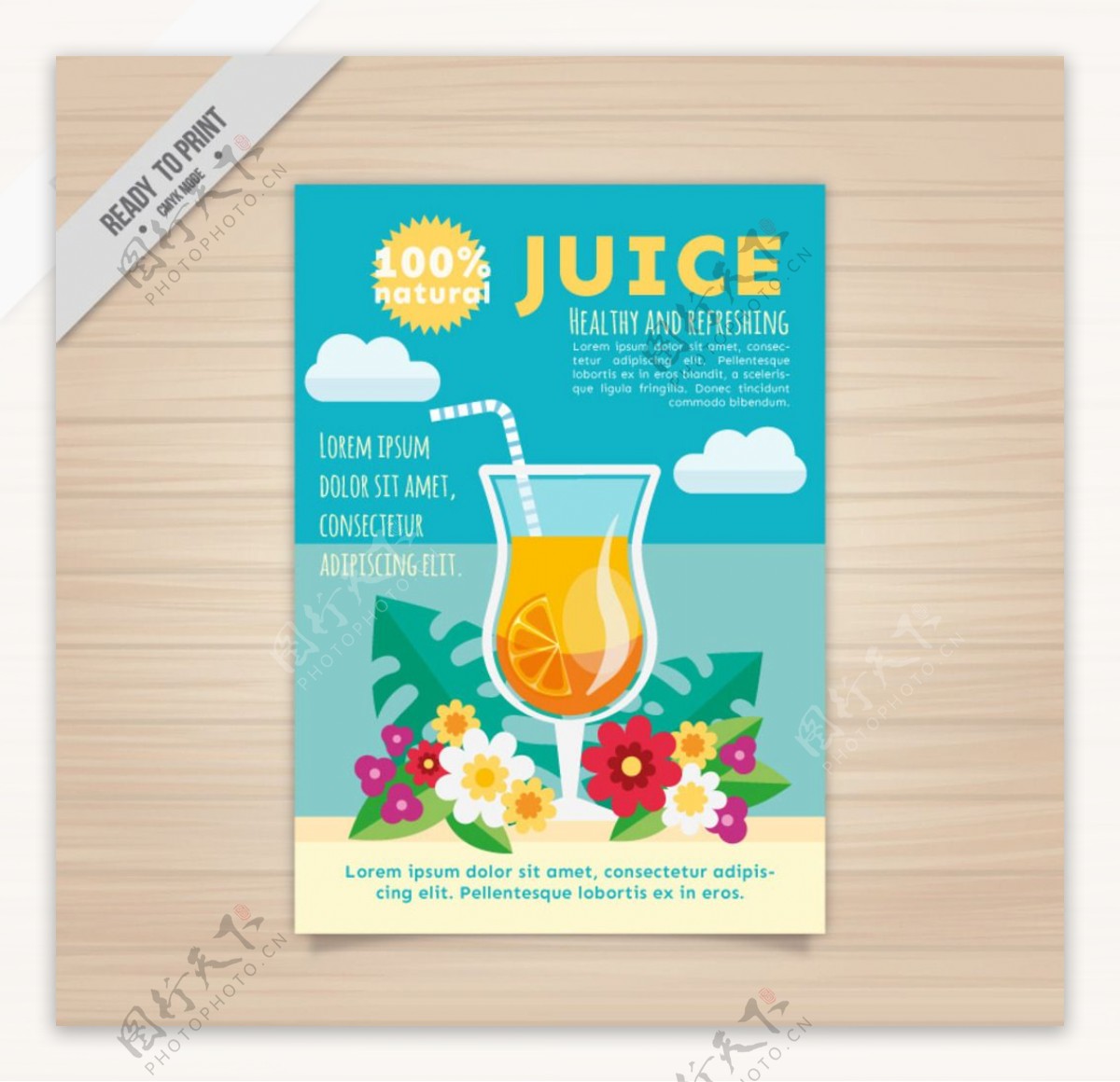 扁平化设计橙汁宣传册