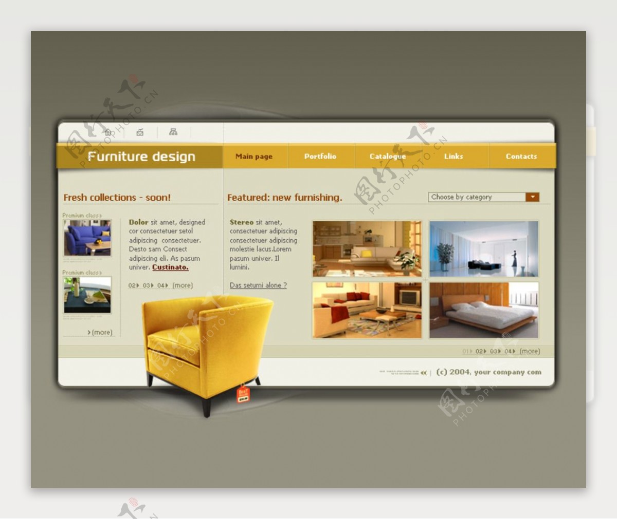 外国沙发居家创意设计类网页模板