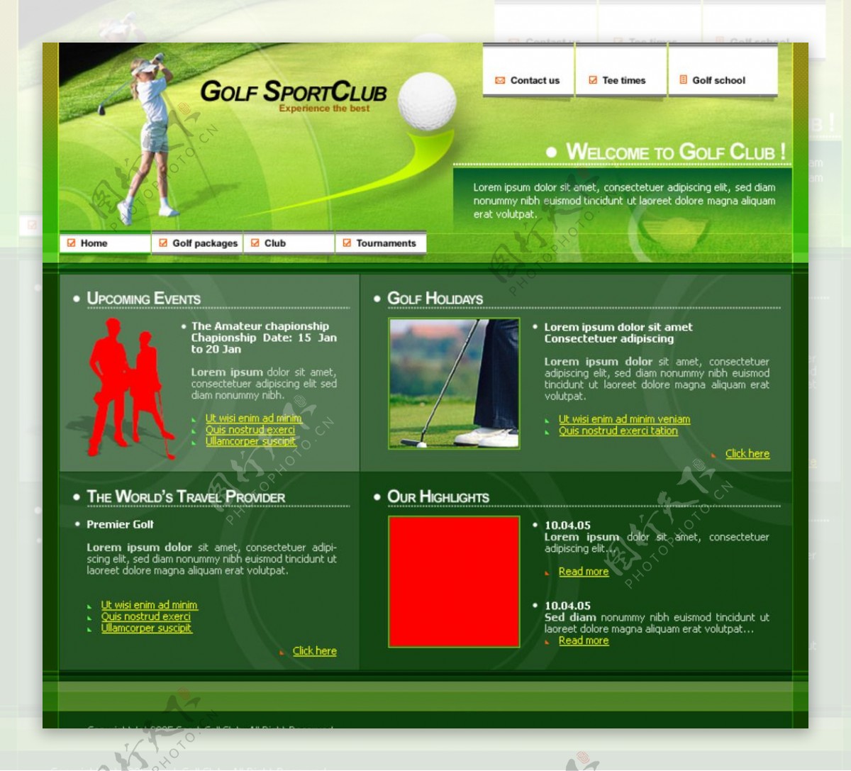 国外绿色高尔夫运动类网页设计