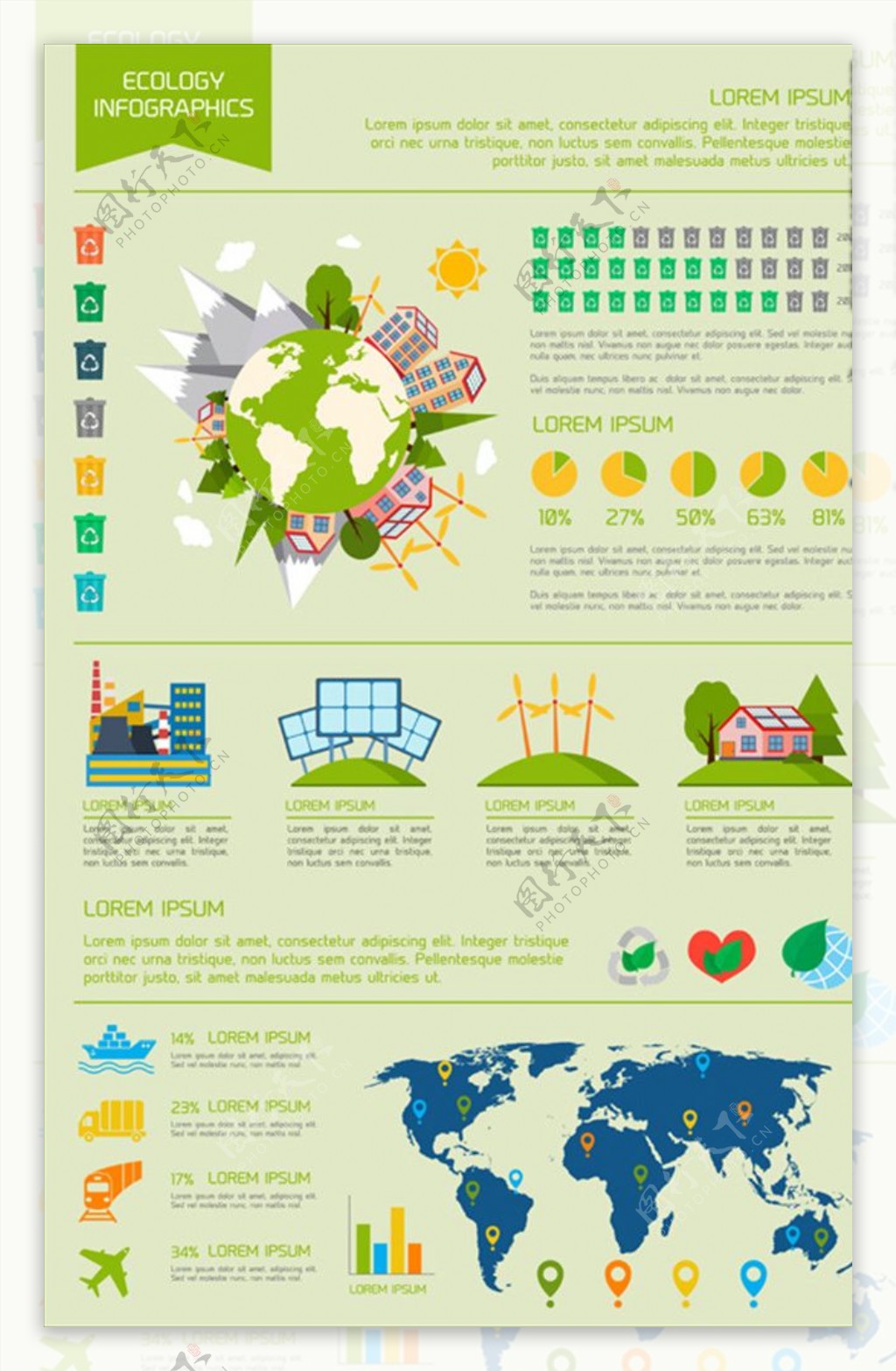 全球循环能源绿色生态信息图