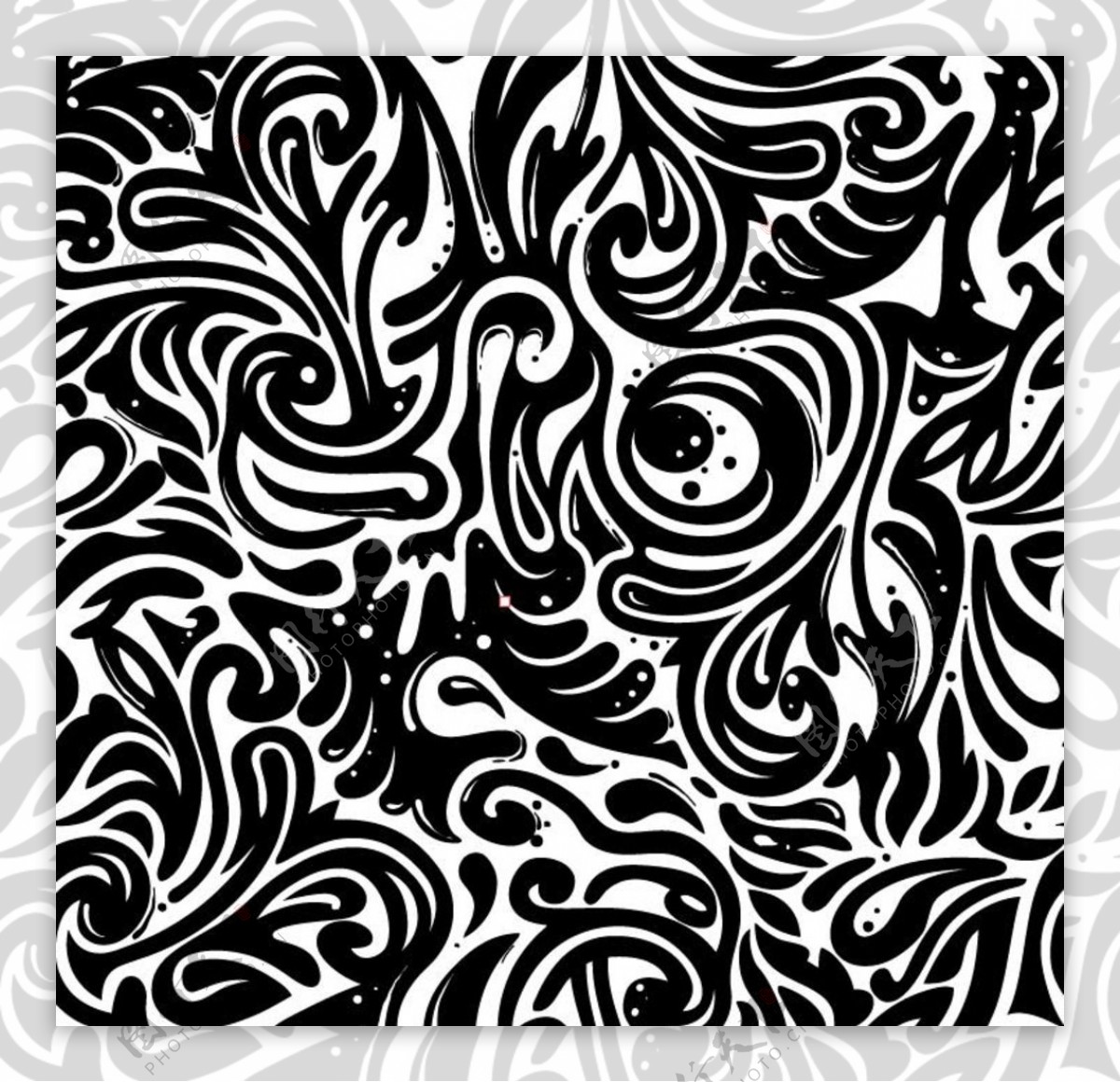 黑白抽象花纹壁纸
