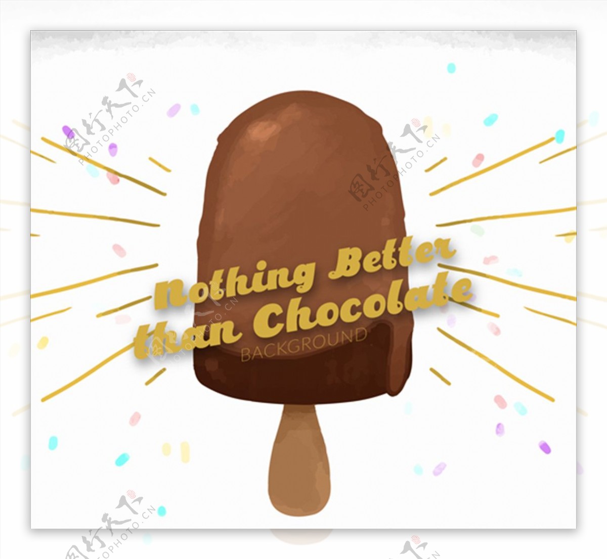 水彩巧克力冰淇淋背景