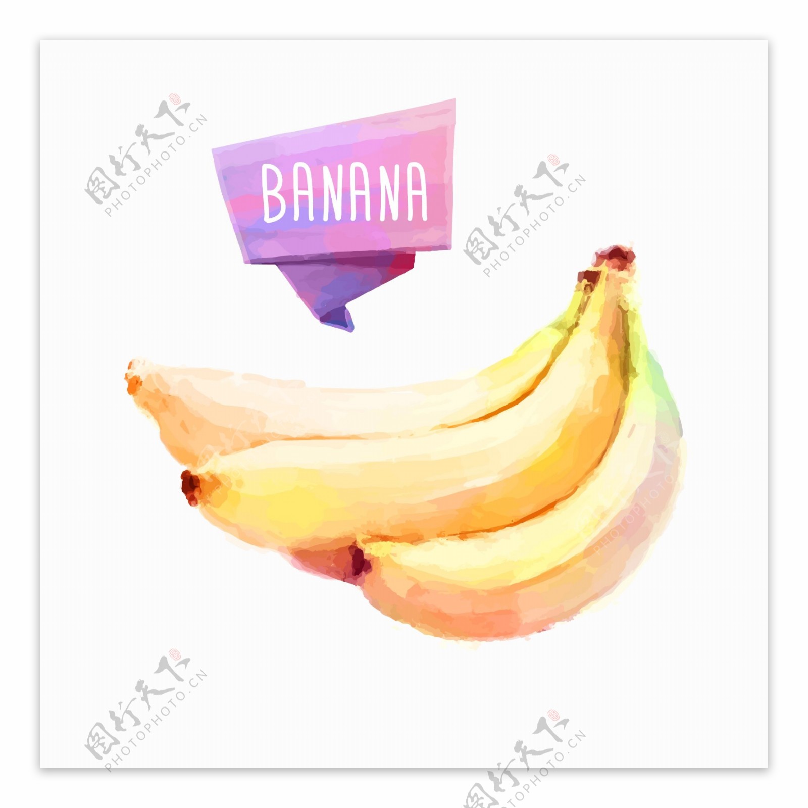 香蕉水果水彩矢量素材