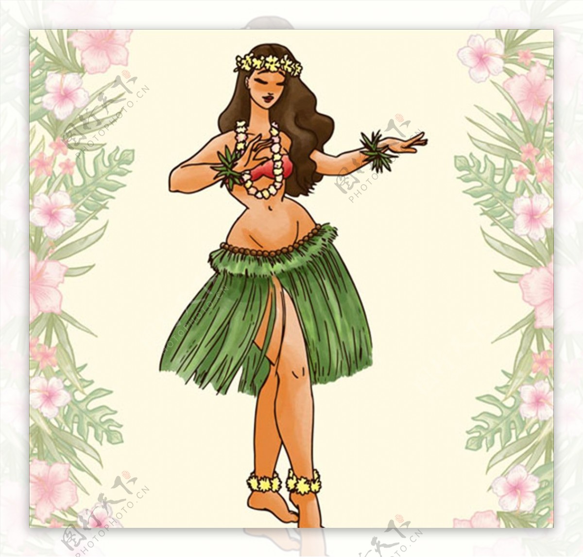 夏威夷草裙舞插画图片下载-正版图片400194719-摄图网