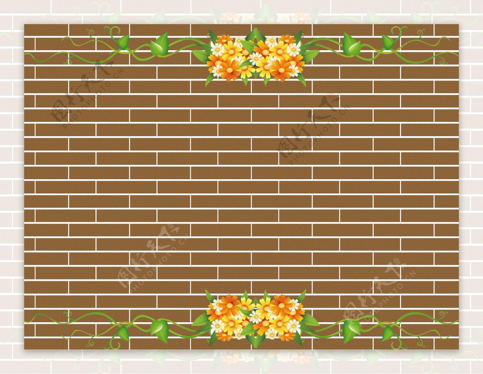 墙面背景砖墙花卉