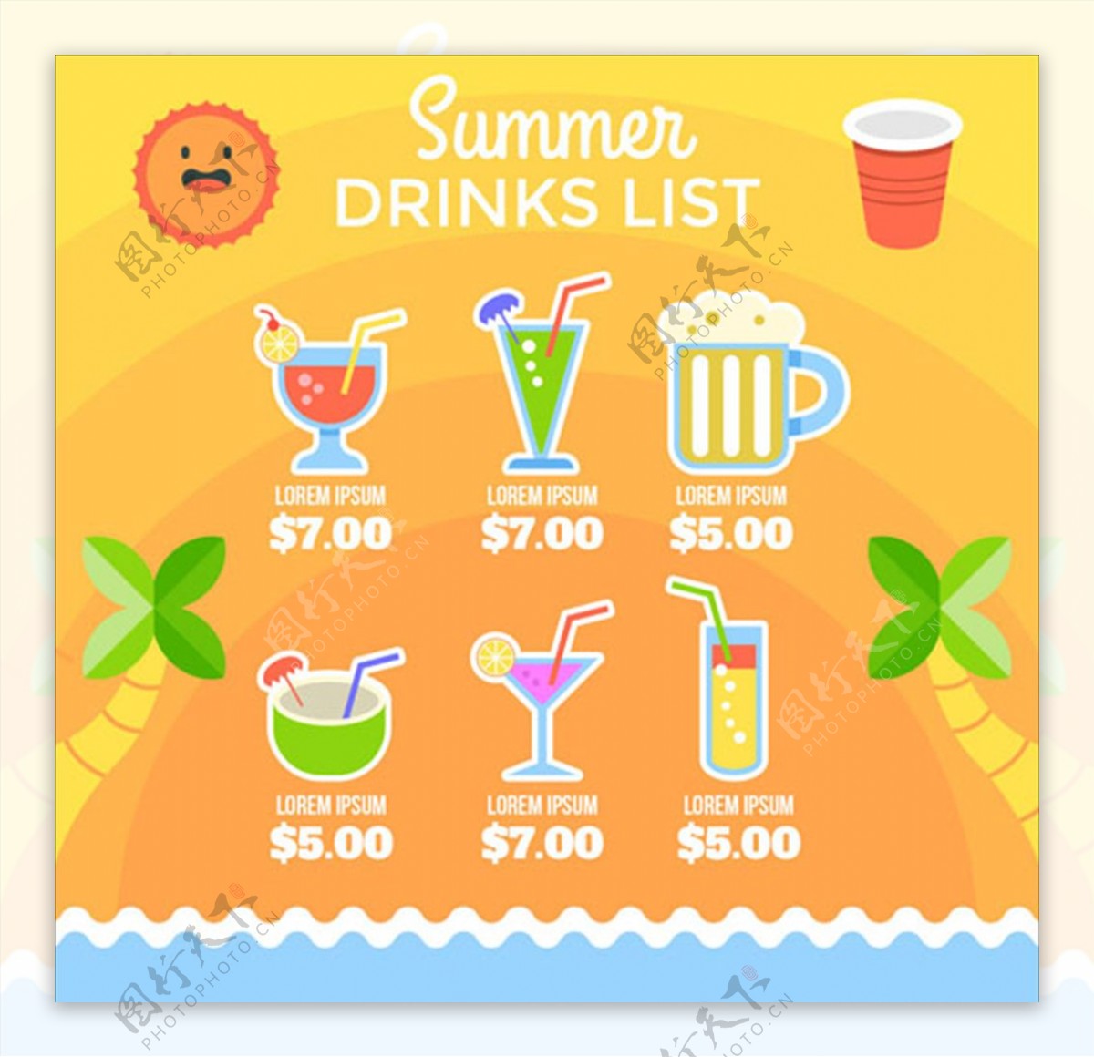 夏季饮料菜单