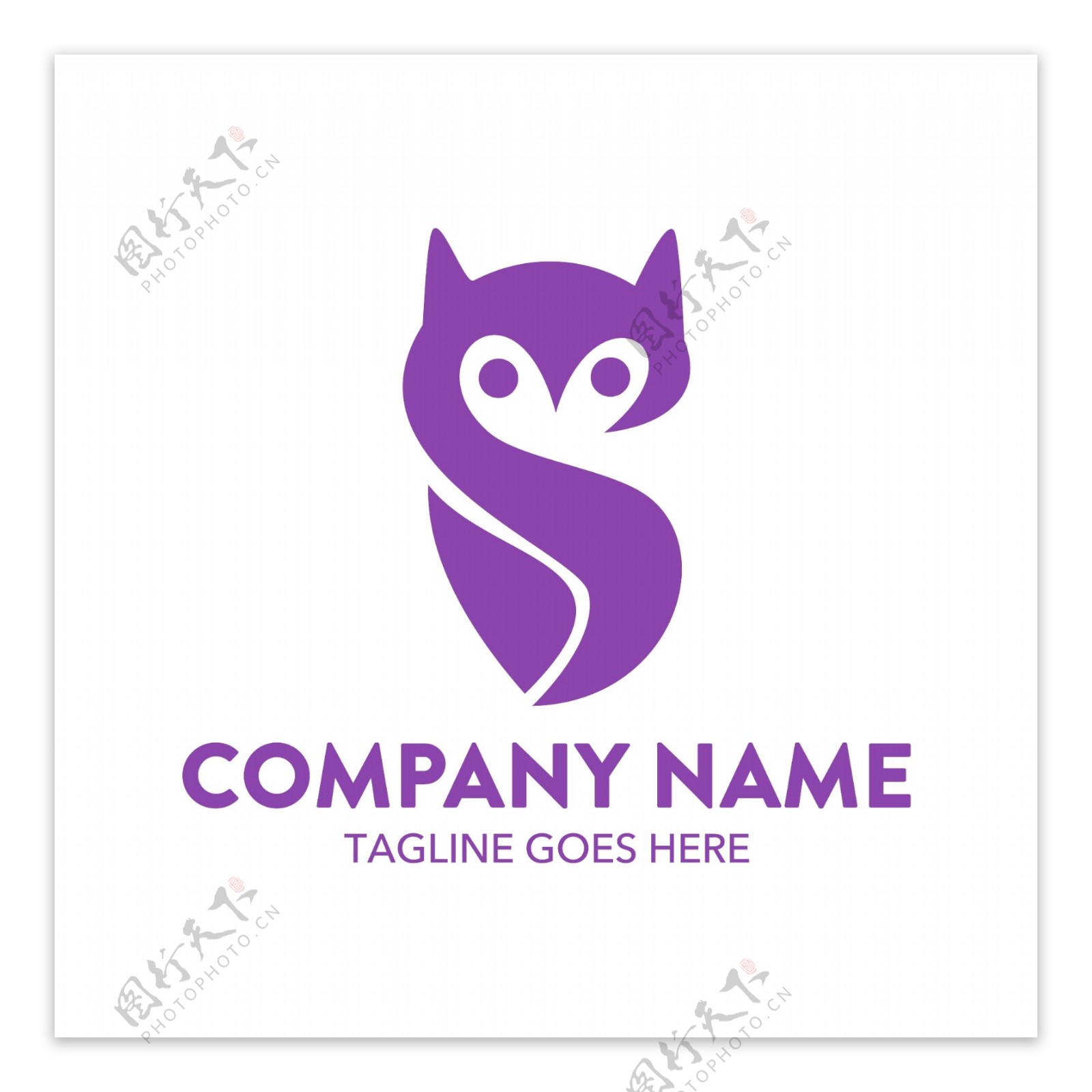 紫色抽象狐狸动物logo