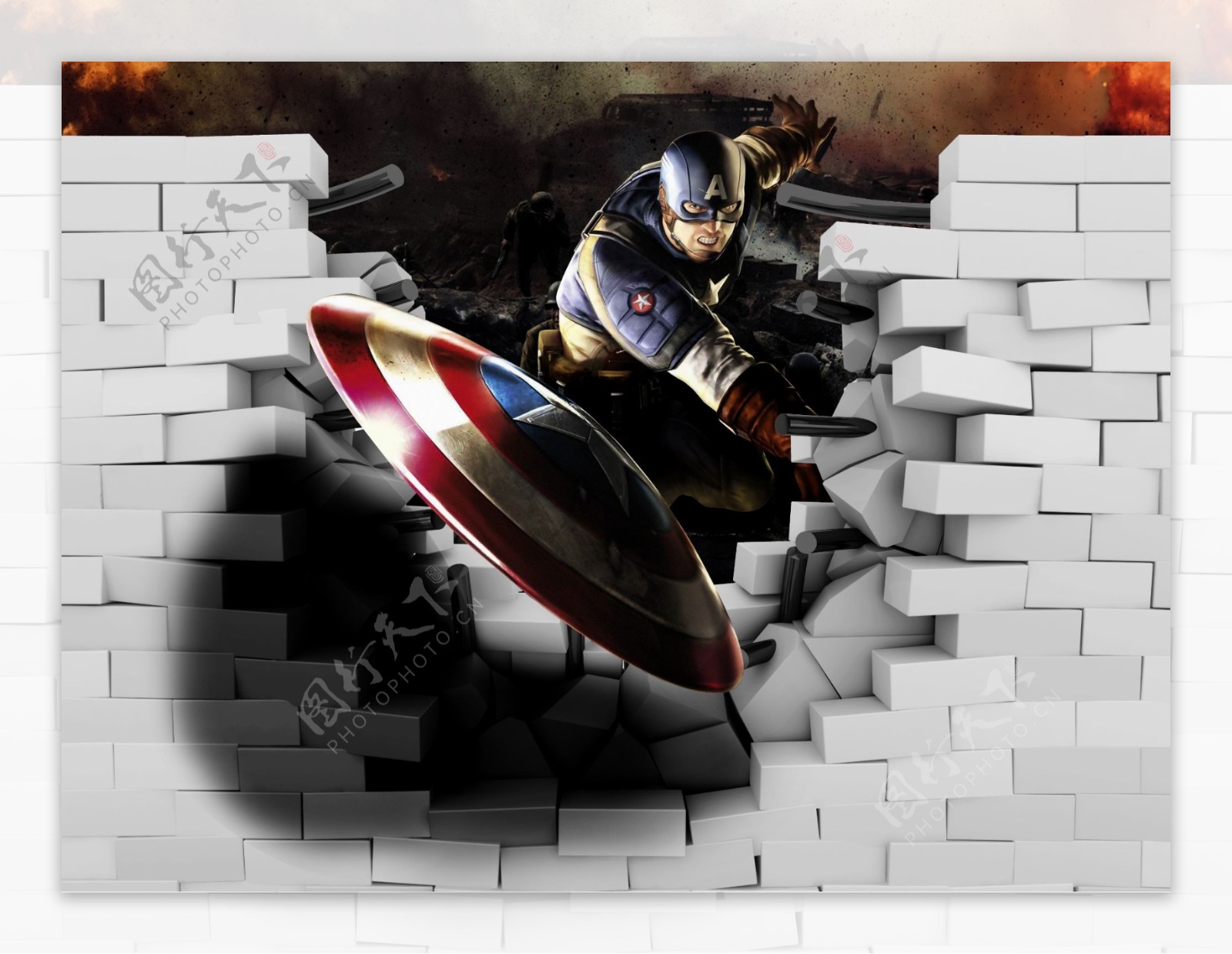 3D墙画美国队长