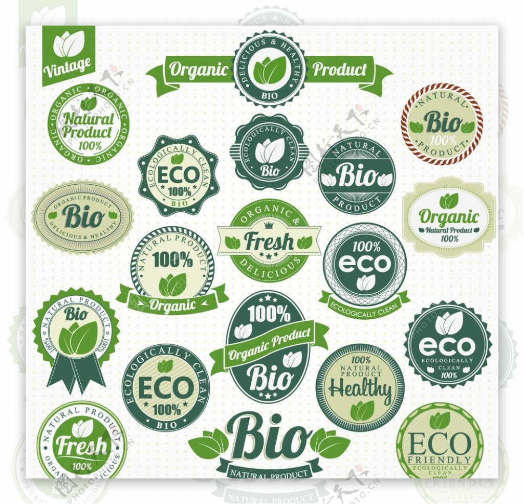 绿色环保标签贴纸勋章
