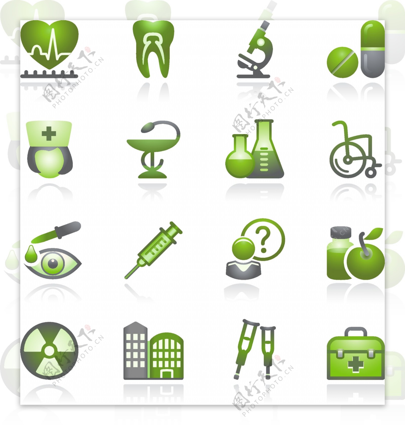 绿色科研医疗器材图标