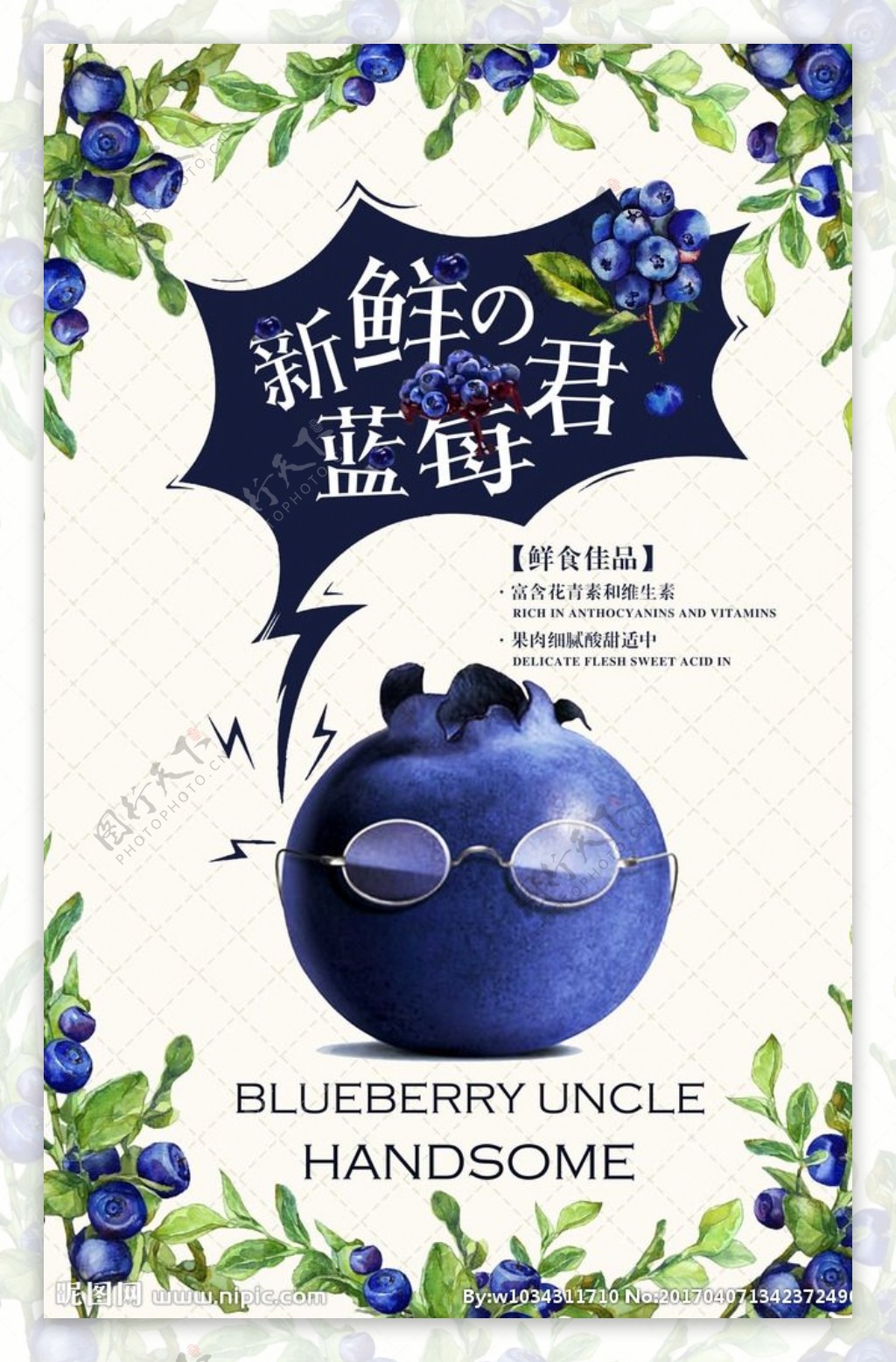 蓝莓美食海报