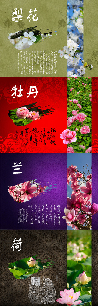 中国花卉中国风底纹