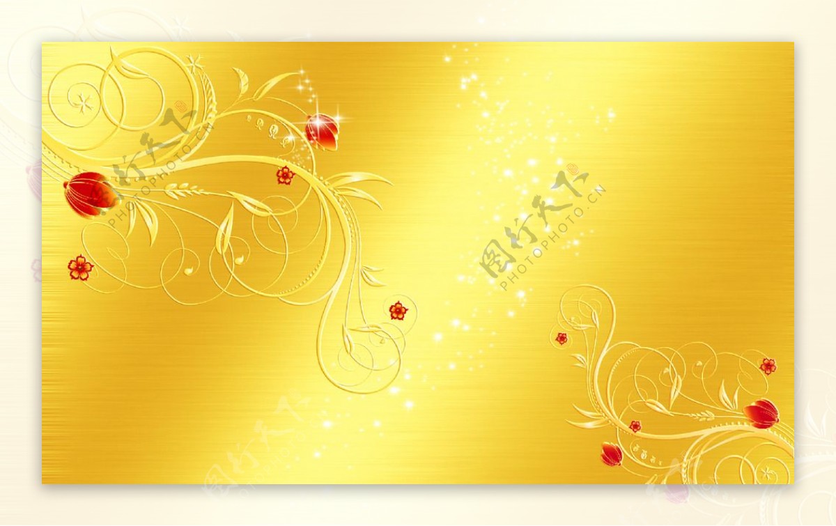 金黄色欧式花纹背景墙