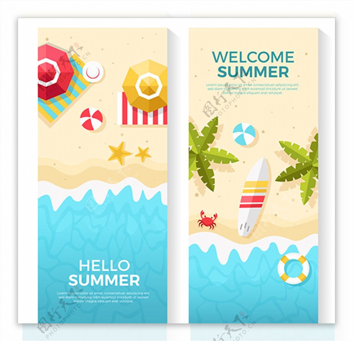 两款夏季海边沙滩海报