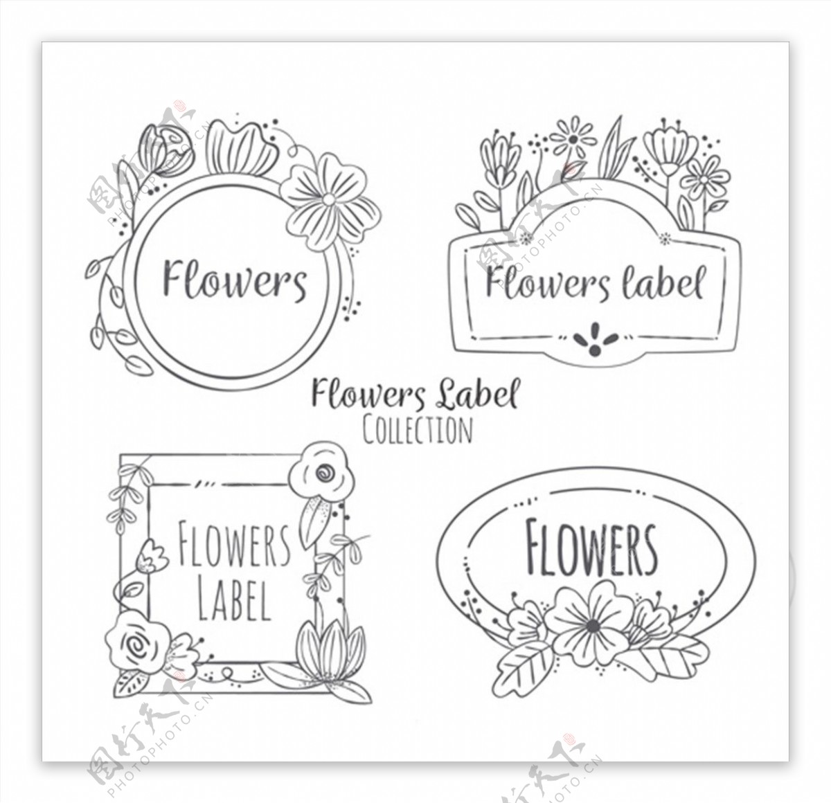 手绘花卉婚礼框架