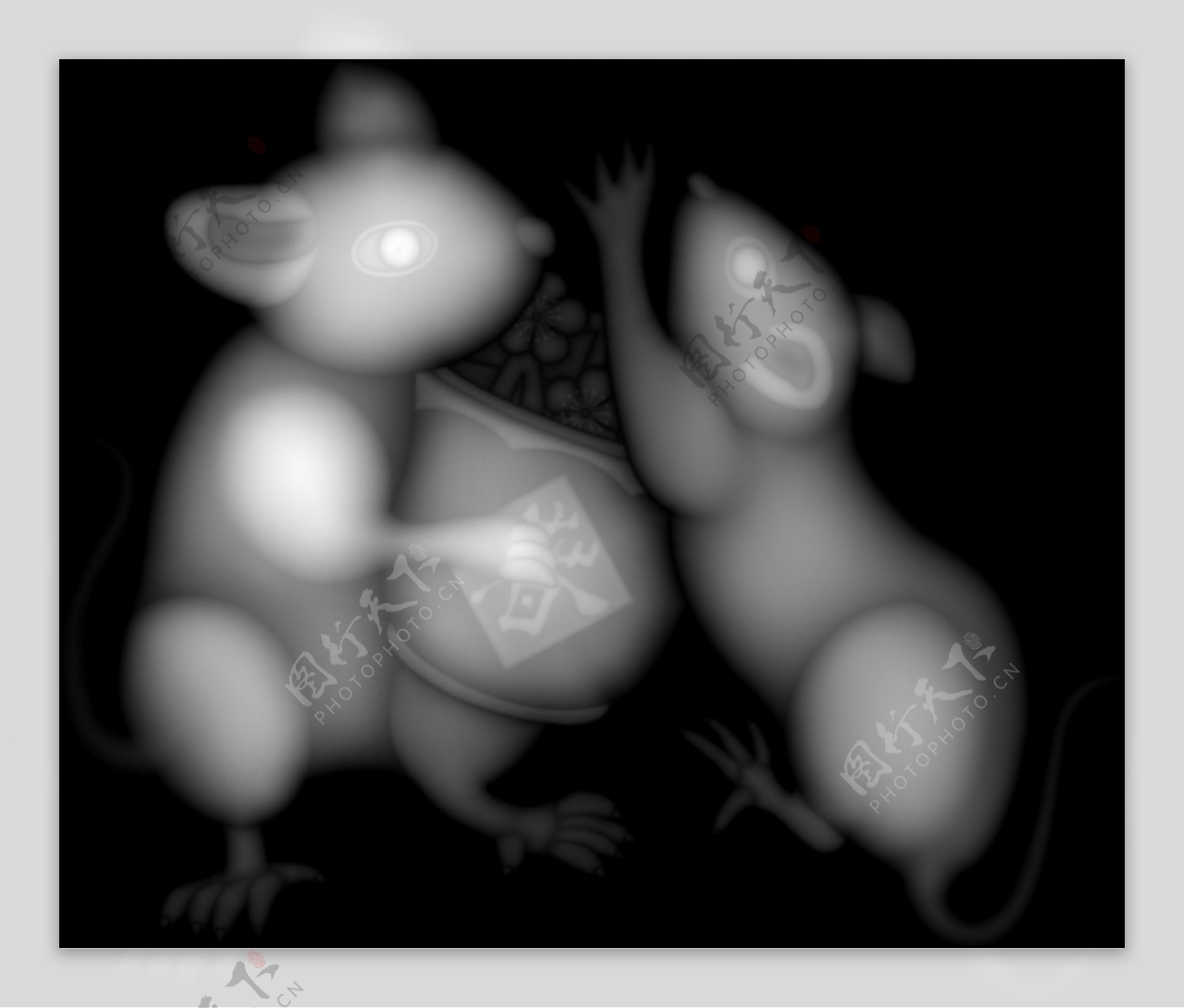 老鼠浮雕灰度图精雕图