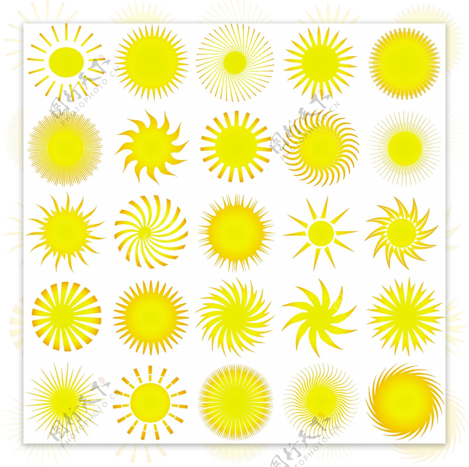 各种金黄色太阳图标