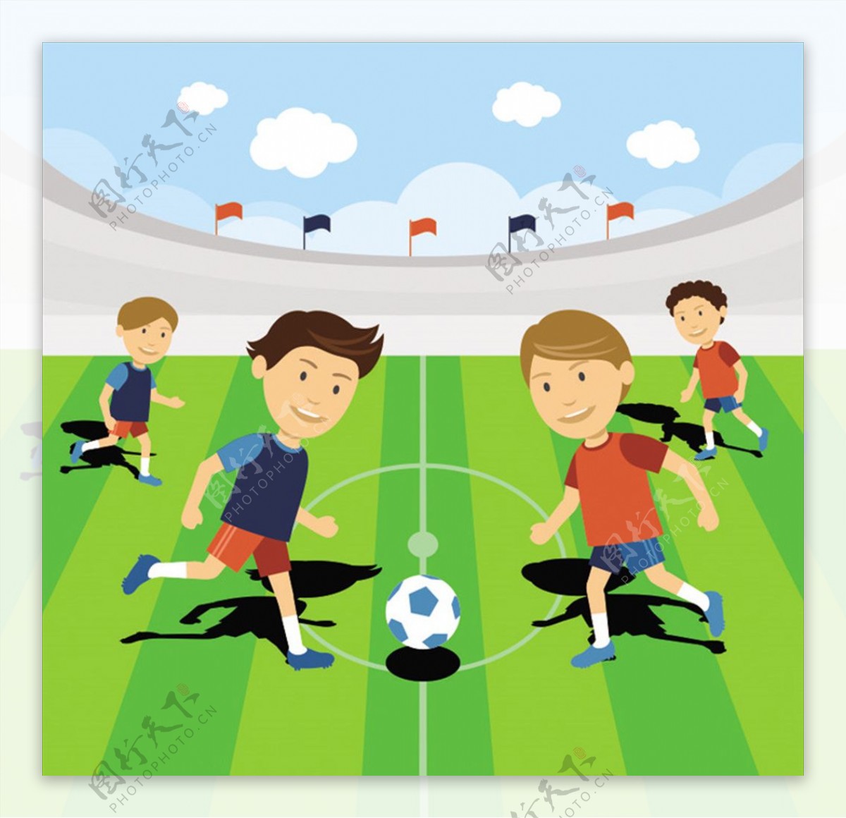 小男孩踢足球矢量图图片素材免费下载 - 觅知网