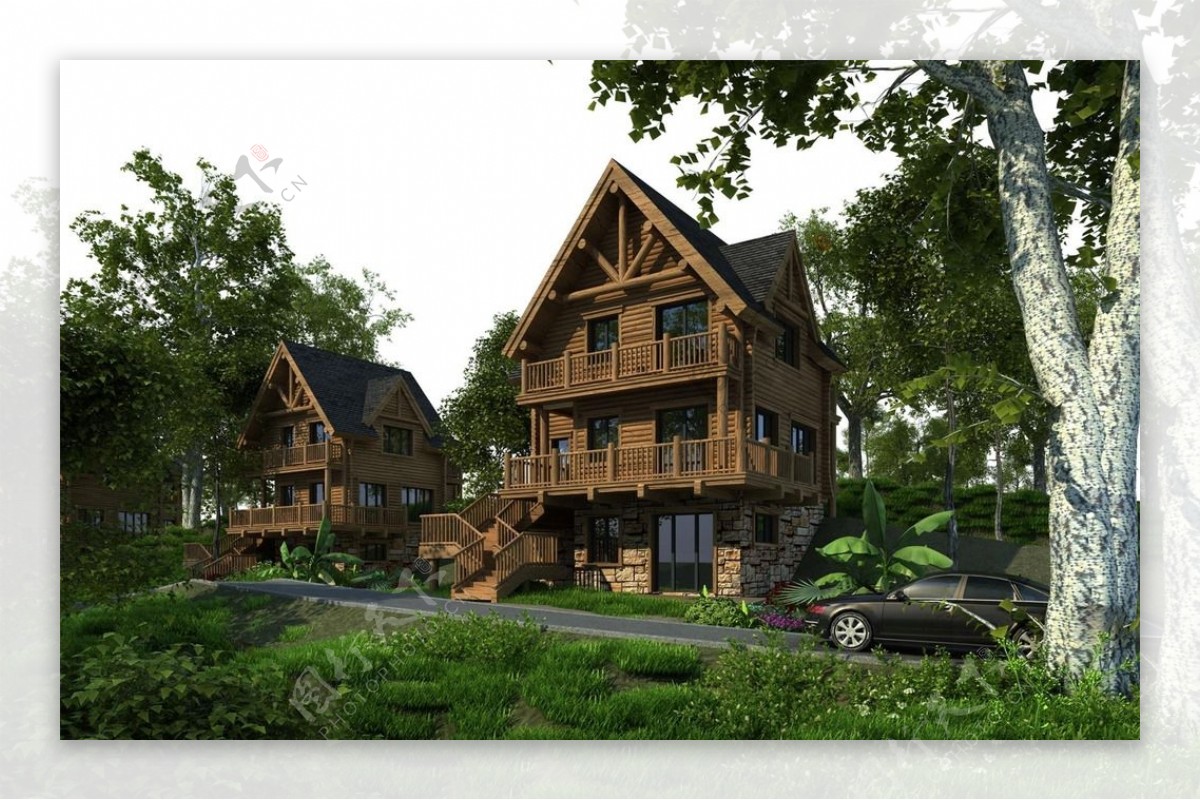 木质别墅渲染图