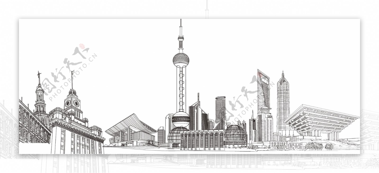 上海城市线稿