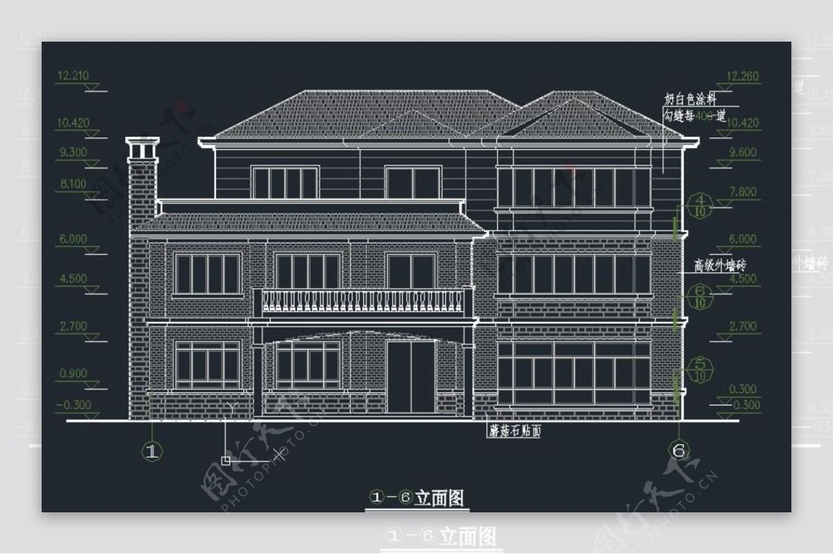三层单体别墅建筑图