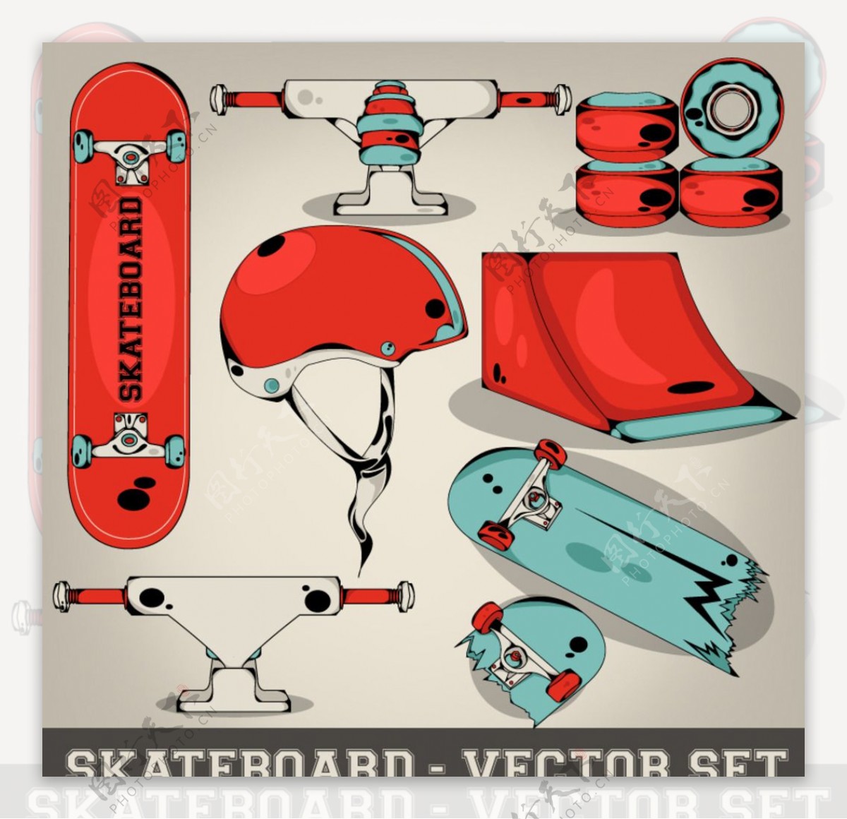 精美滑板元素设计矢量素材