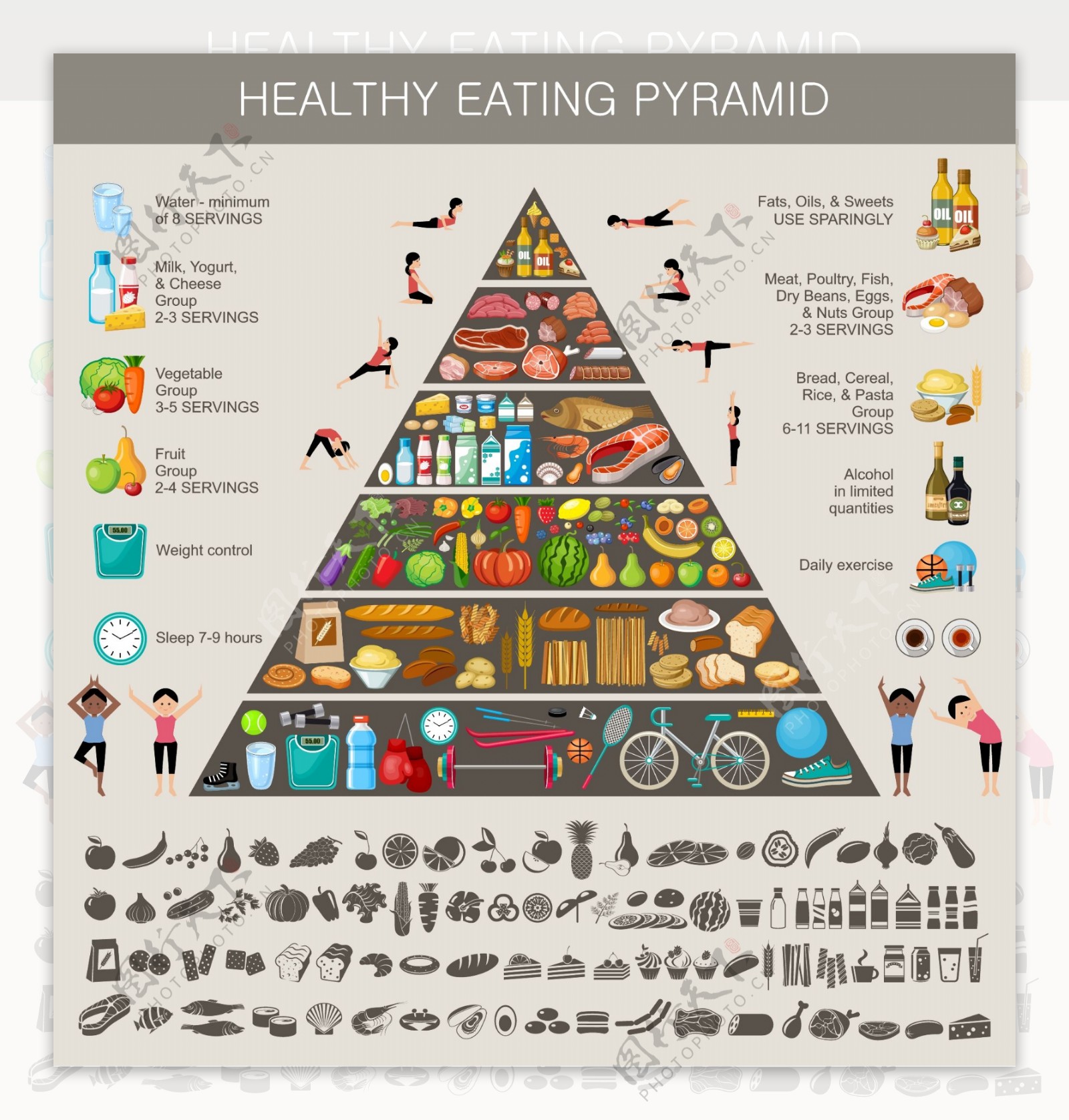 精美健康饮食金字塔设计矢量素材