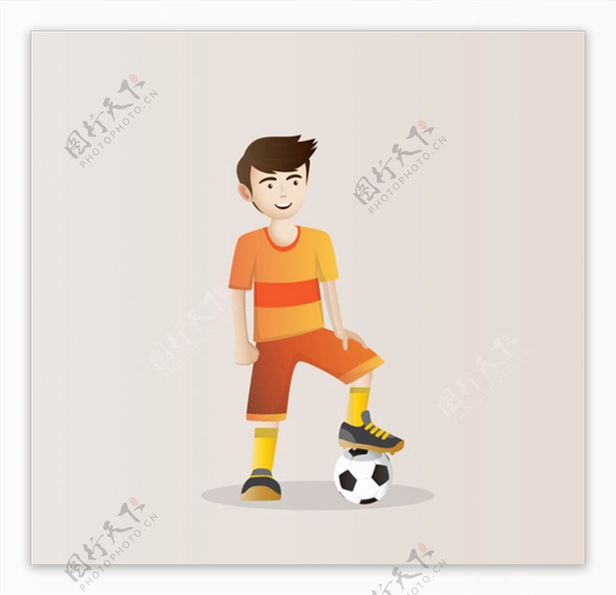 卡通手绘-创意运动踢足球男子-好图网