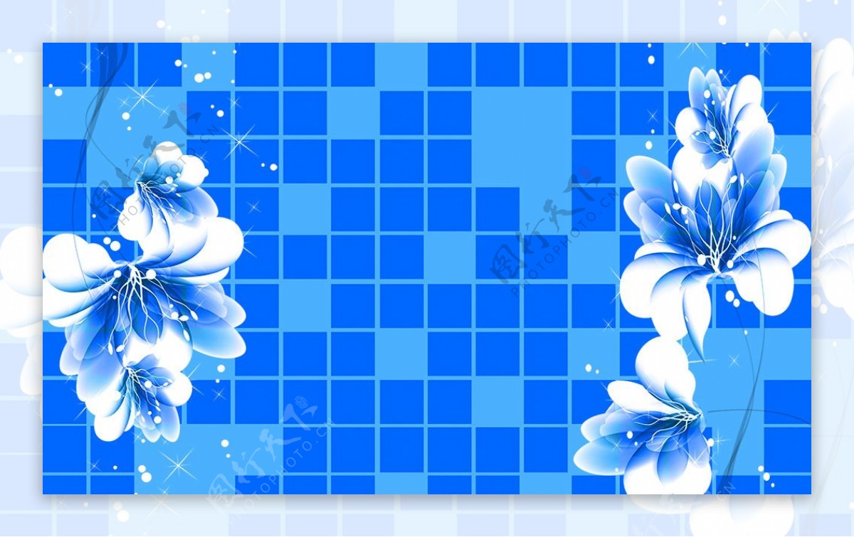 3D方块花卉背景墙