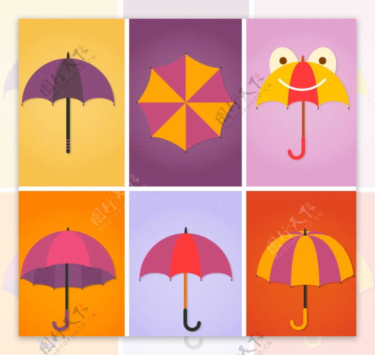 彩色雨伞设计矢量素材