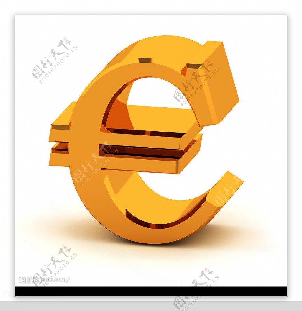 黄金的欧元符号与欧盟旗帜的白色隔离图片素材-编号01527569-图行天下